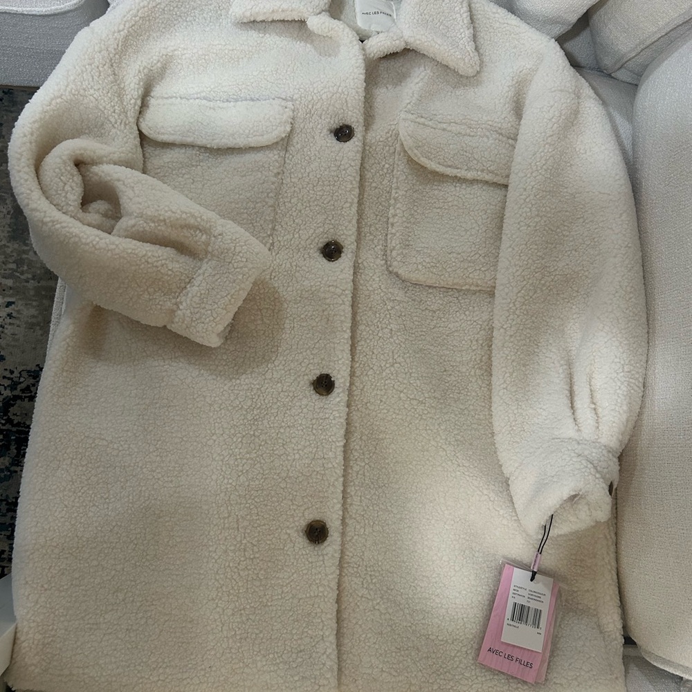 Avec Les Filles Cream Teddy Jackets - Picture 1 of 4